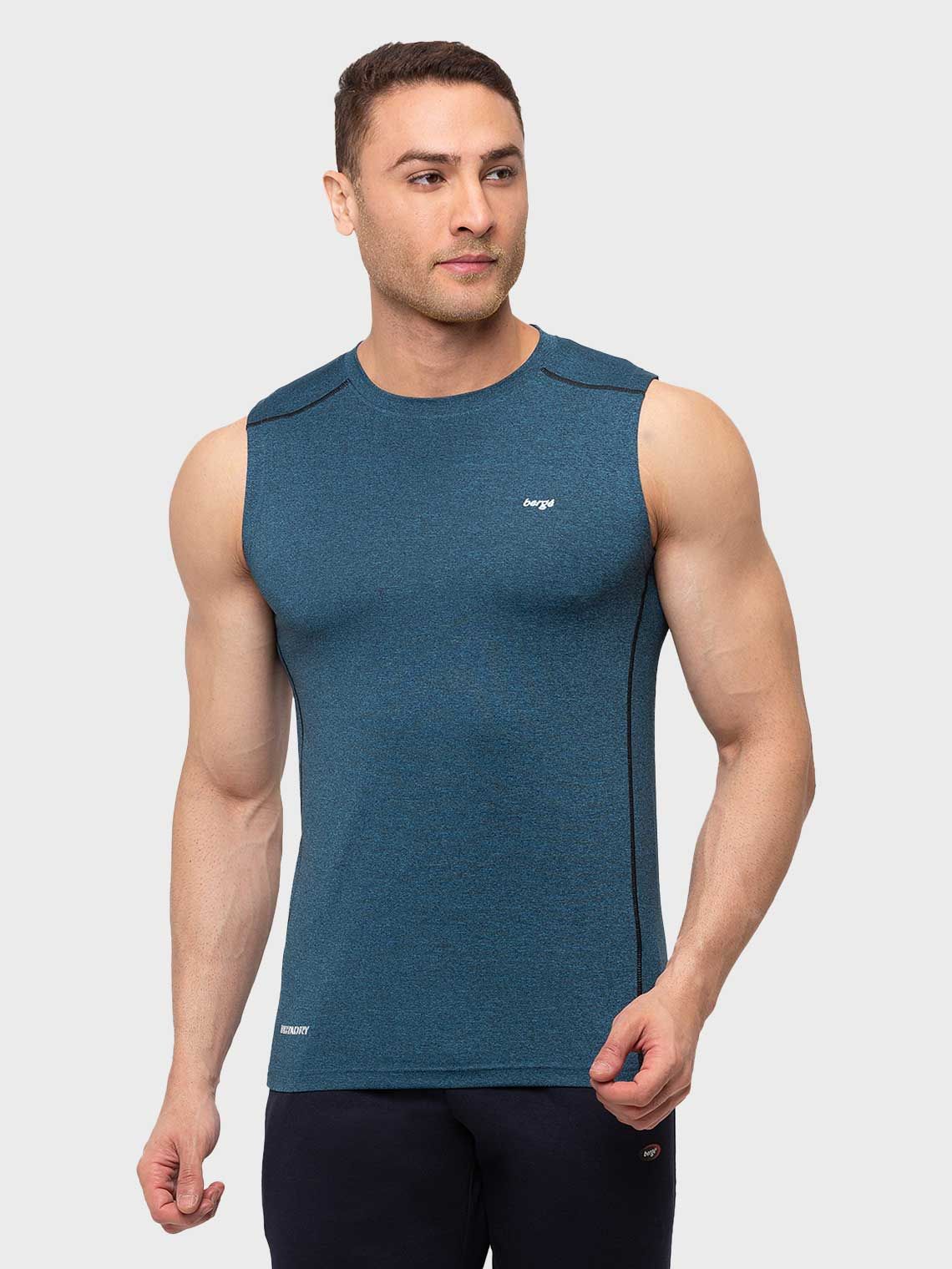 mens instadry teal melange tshirt