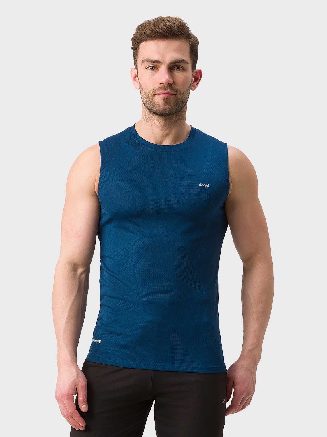 mens instadry blue sleeveless t-shirt