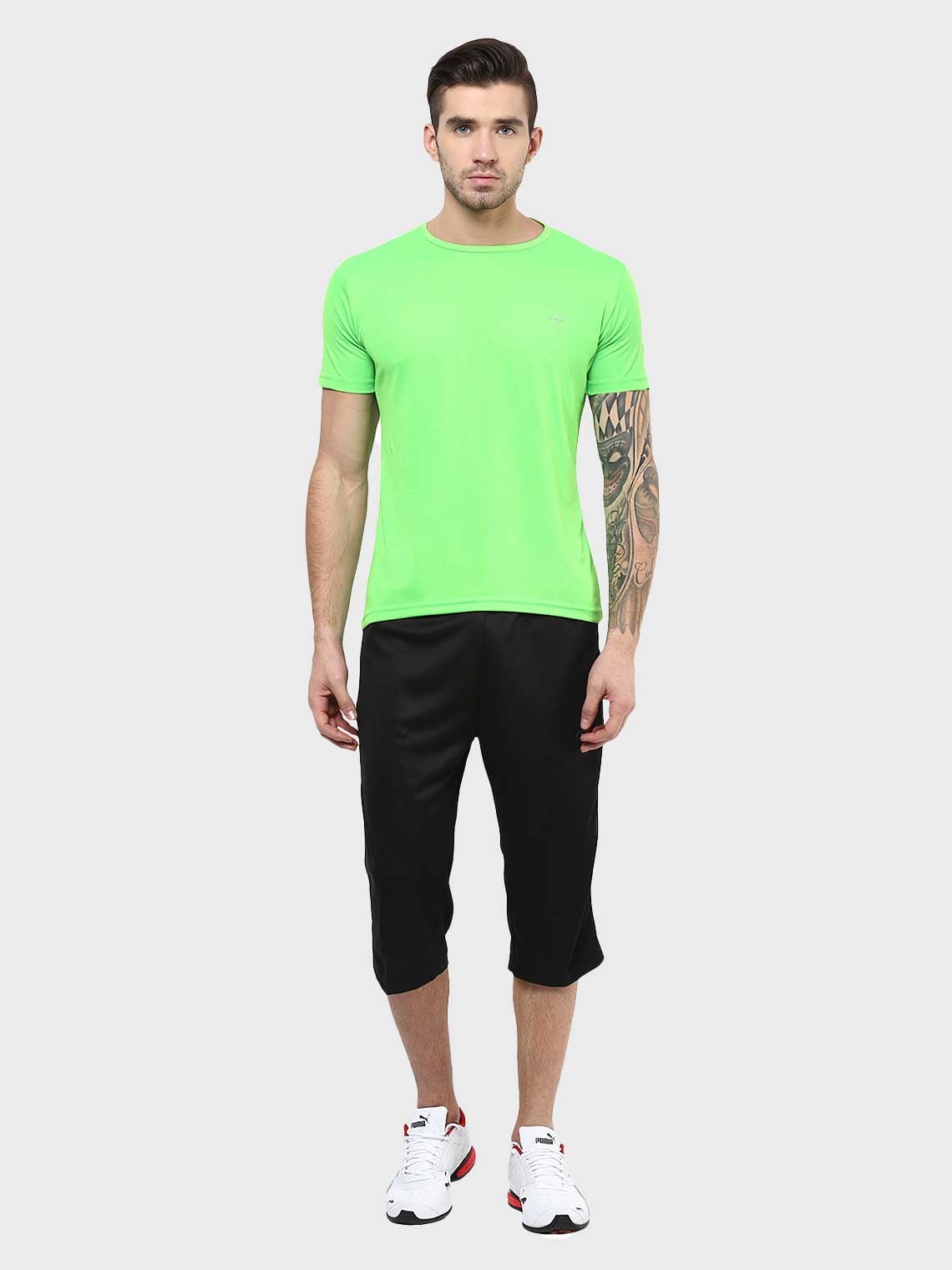 Men Solid Round Neck Polyester T-shirt - Image 2