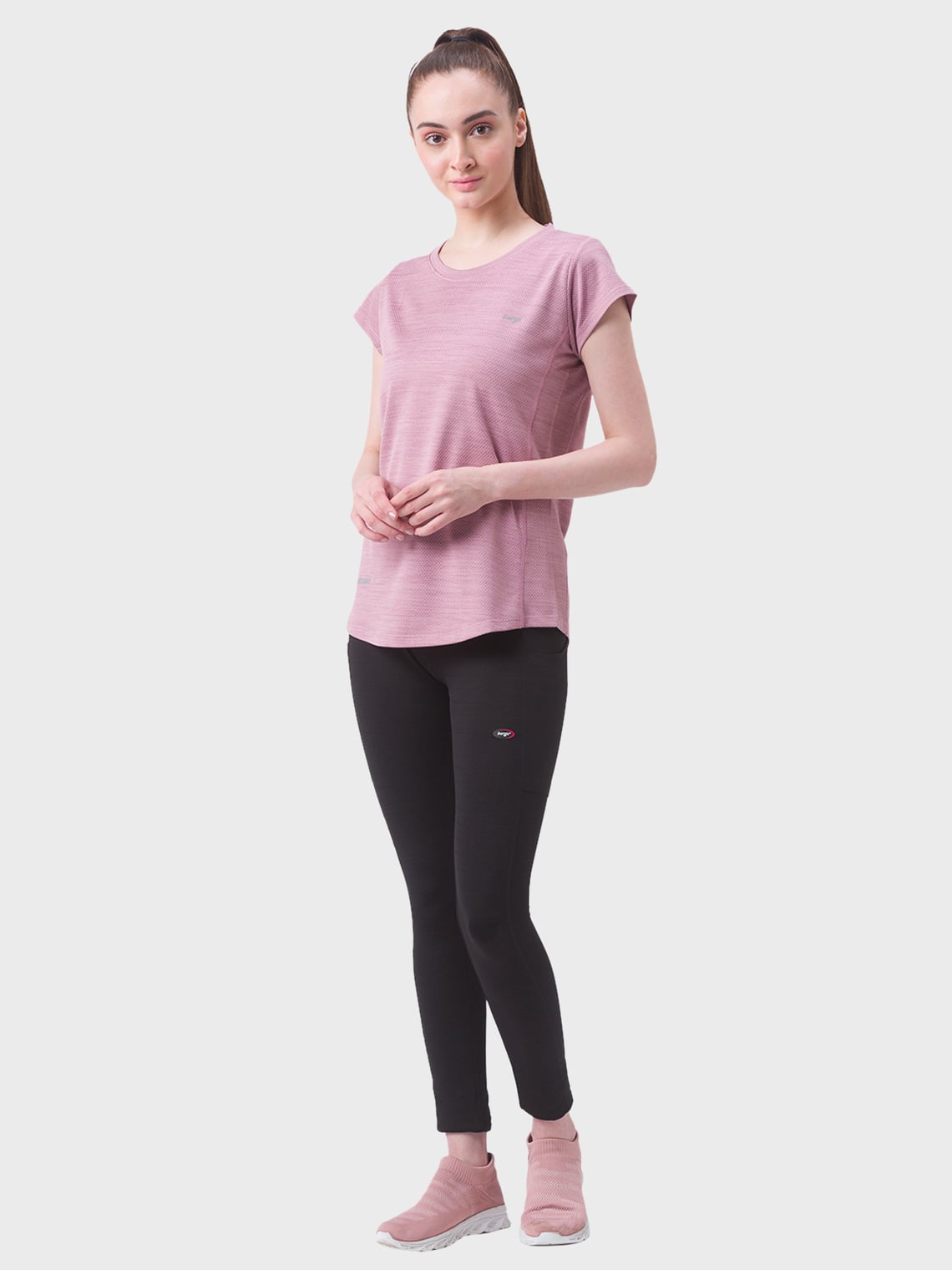Women Round Neck Jacquard Slimfit T-shirt - Image 2