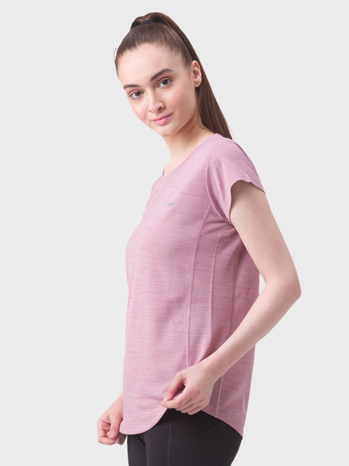 Women Round Neck Jacquard Slimfit T-shirt - Image 4