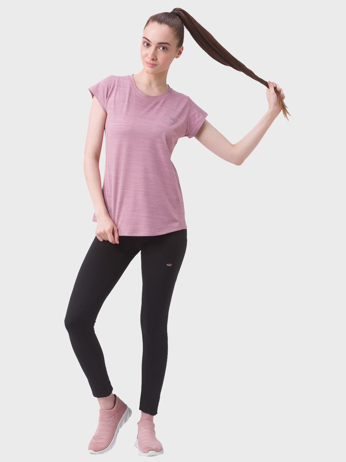 Women Round Neck Jacquard Slimfit T-shirt - Image 6