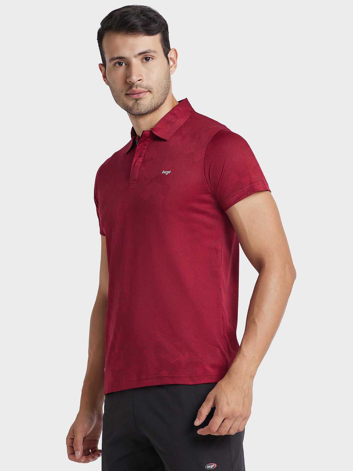 Men Jacquard Collar Camo T-shirt - Image 4