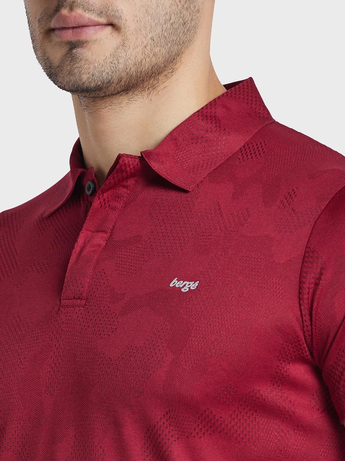 Men Jacquard Collar Camo T-shirt - Image 5