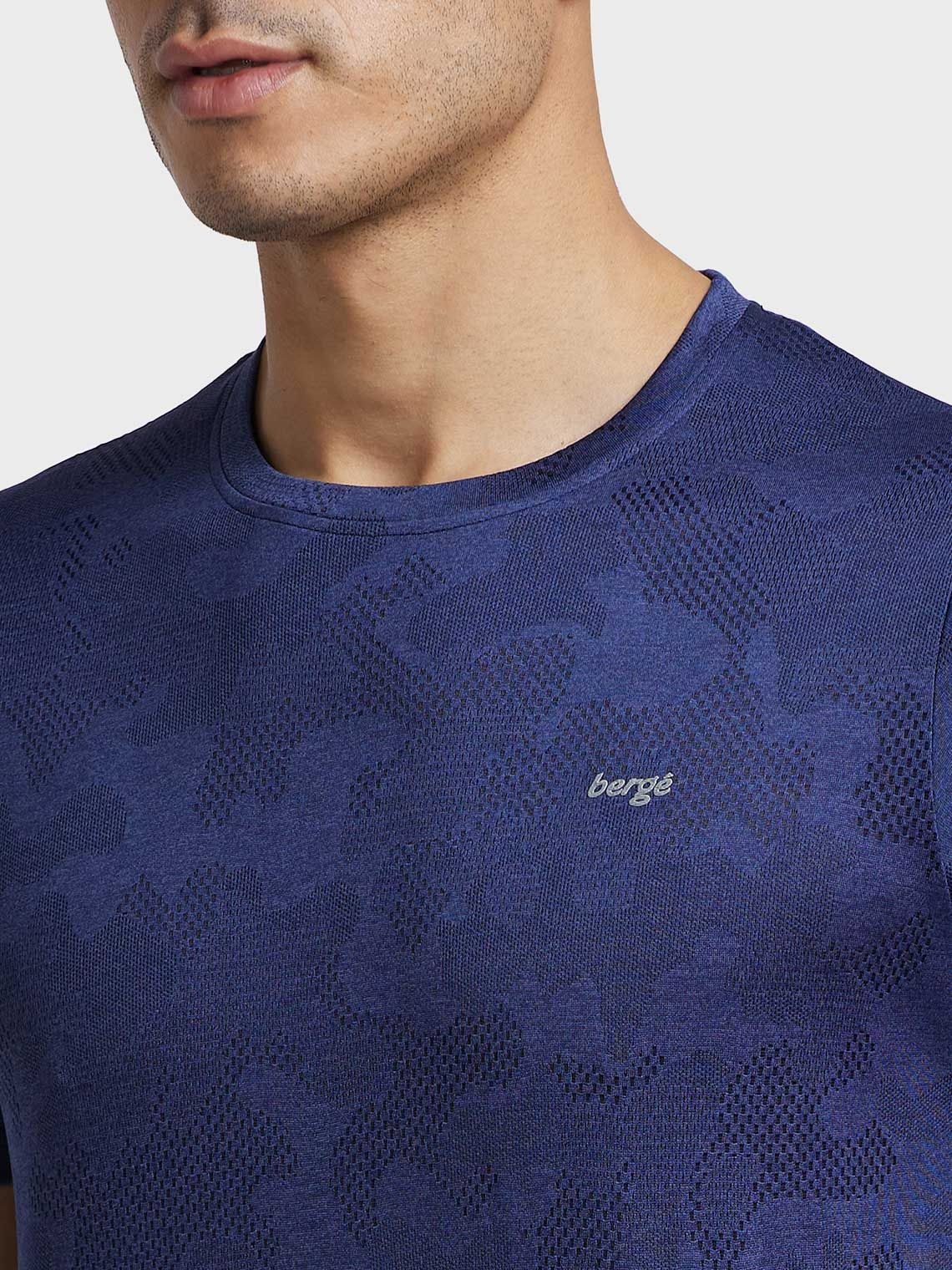 Men Jacquard Round Neck Camo T-shirt - Image 5