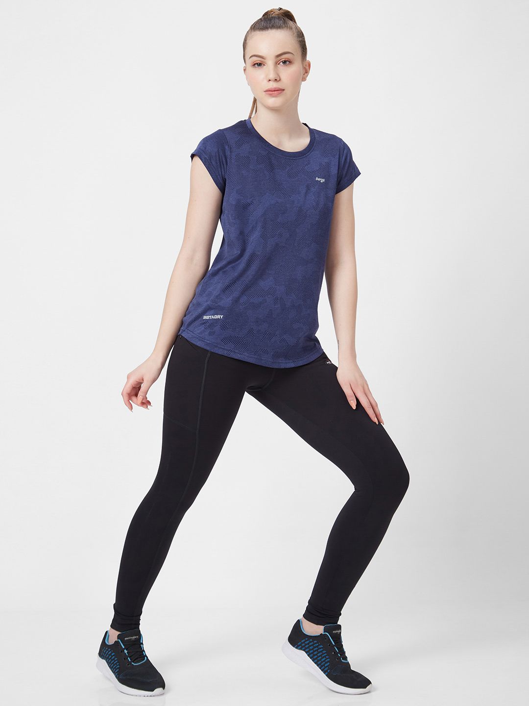 Women Camo Self Design Sports Slim Fit T-shirt - Image 2