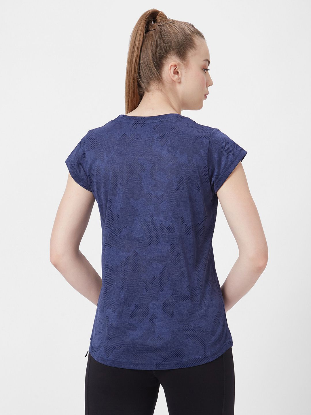 Women Camo Self Design Sports Slim Fit T-shirt - Image 3