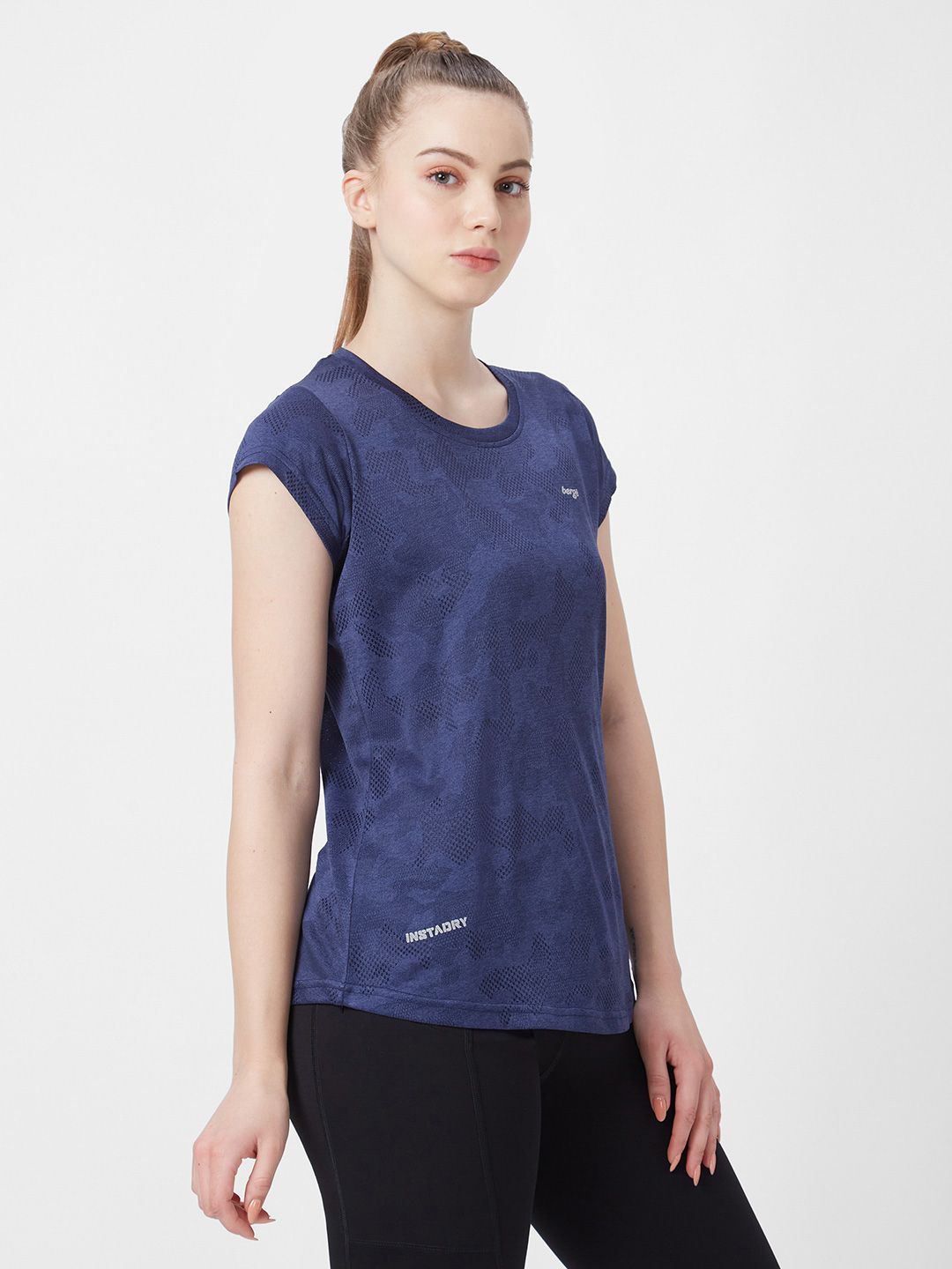 Women Camo Self Design Sports Slim Fit T-shirt - Image 6