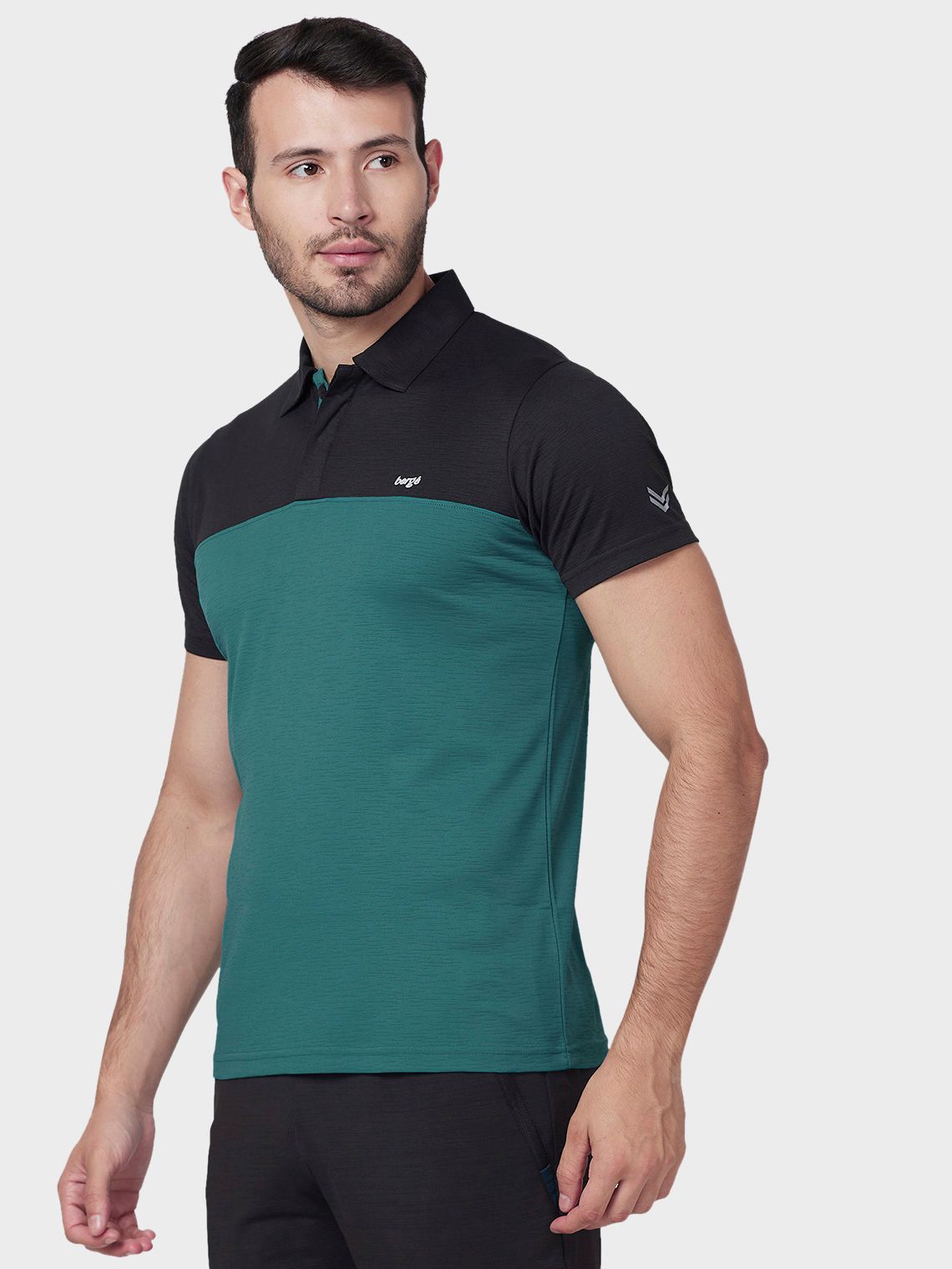 Men Collar Instadry Color-Block T-shirt - Image 3