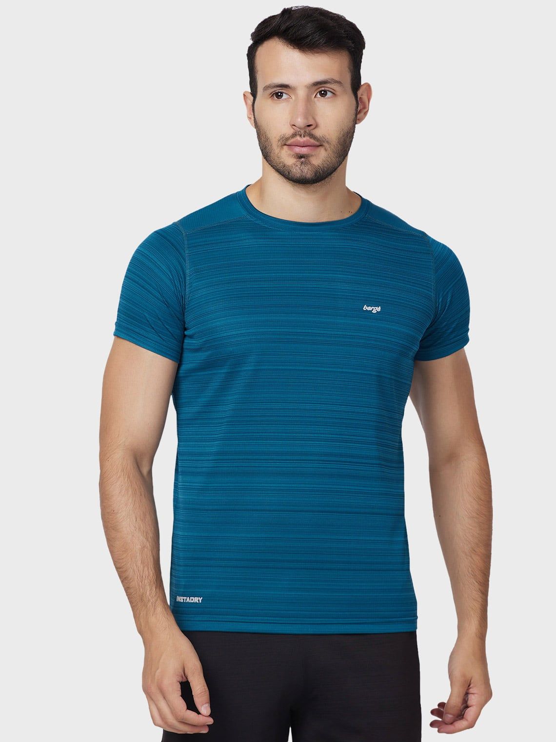 Men Wave Stripe Round Neck T-shirt