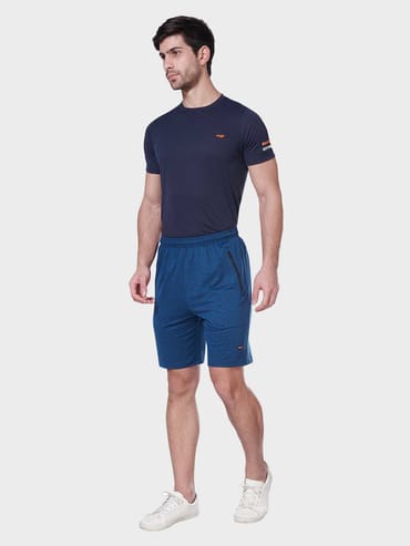 teal melange shorts for men