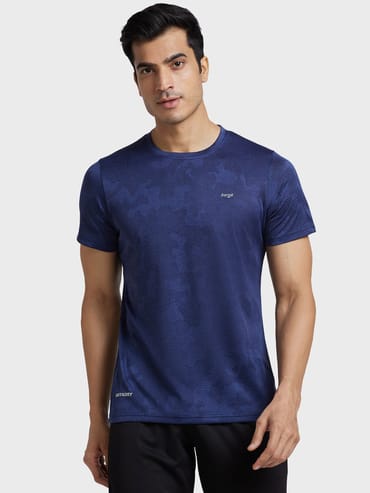 Men Jacquard Round Neck Camo T-shirt
