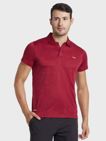 Men Jacquard Collar Camo T-shirt