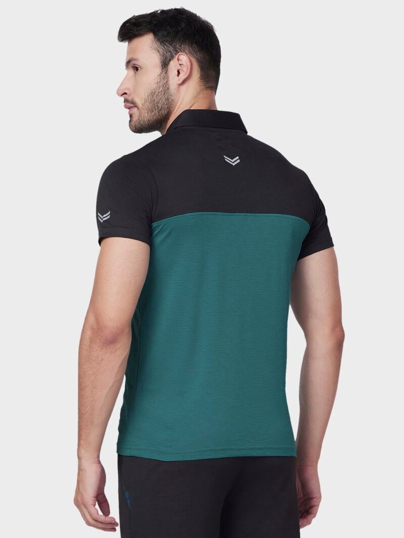 Men Collar Instadry Color-Block T-shirt - Image 4