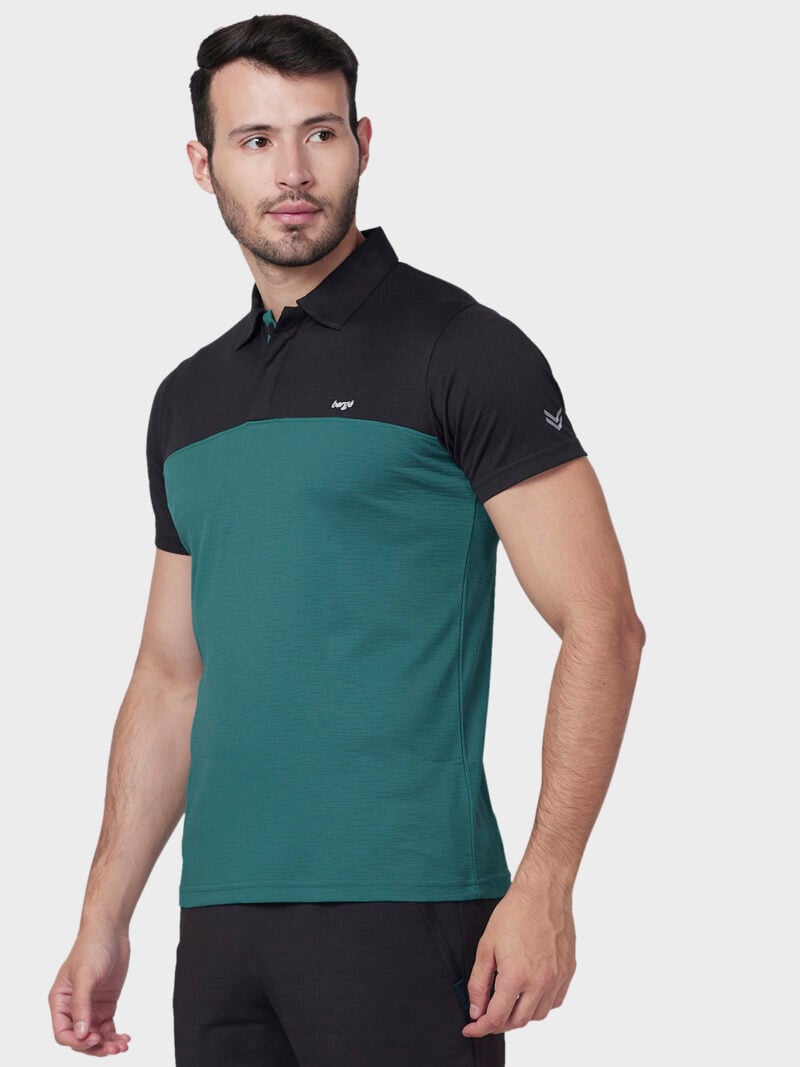 Men Collar Instadry Color-Block T-shirt - Image 3