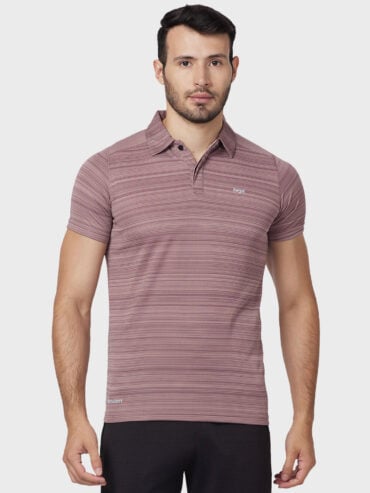 Men Slim Fit Collar Wave Stripe T-Shirt